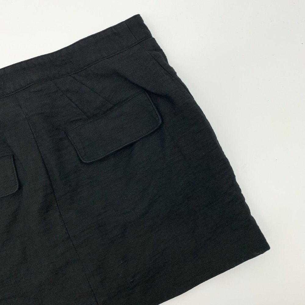 Marissa Webb Skirt Black Loris Scissor Front Asymmetrical Mini Linen - Picture 10 of 13